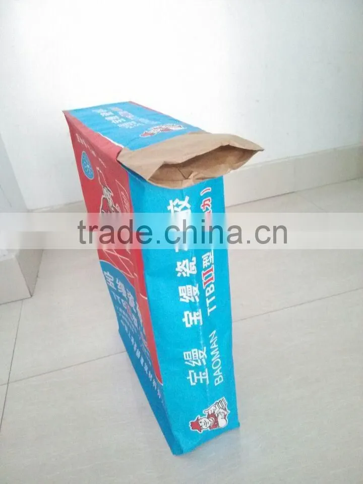 kraft paper bag with valve for tile glue packing 20kg