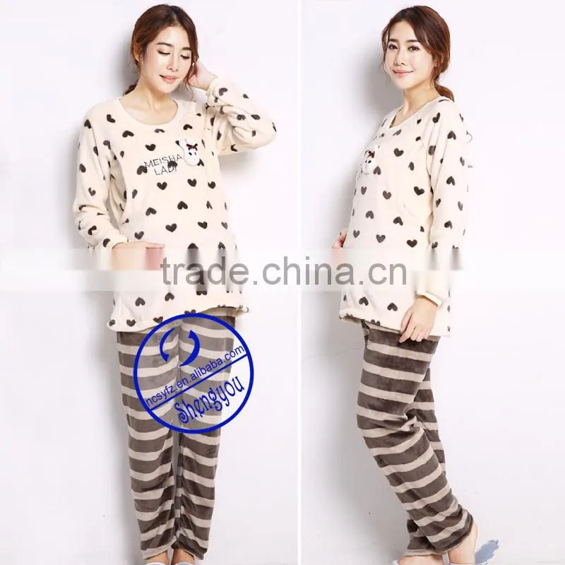 Custom made wholesale high quality coral fleece maternity set