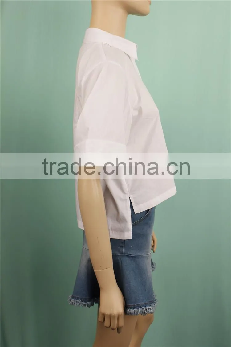 2016 S/S denim pants with white shirt for women fancy suit
