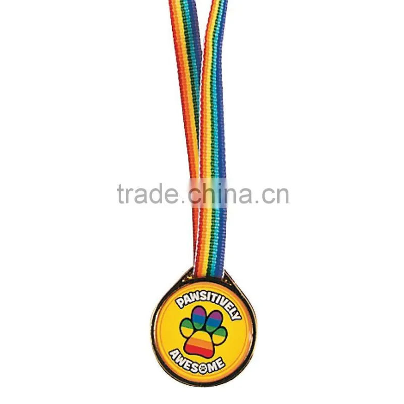 High Quality Hot Sale Custom Design Promotional Cheap Plastic Gold Honor Roll Award Medals with Colorful Ribbon Necklace