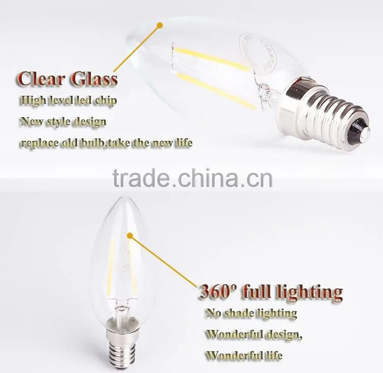 Frosted Candle C35 E14 1W LED filament bulb dimmable 110V-240V