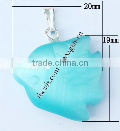 20x19x6mm Blue Animal Cats Eye Pendants