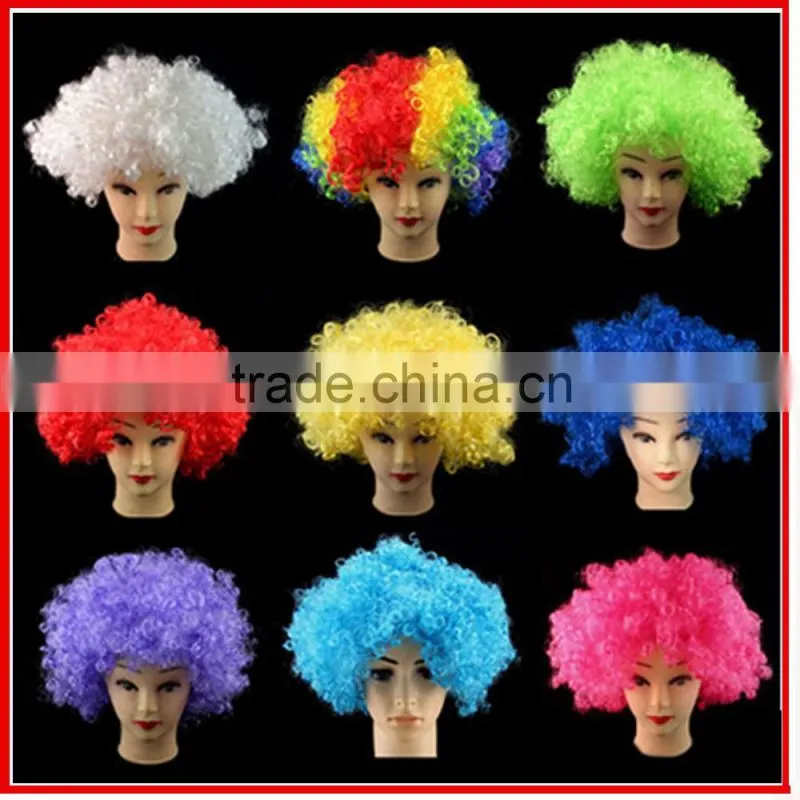 football fans wig in high quality,red synthetic wig,fashion wig