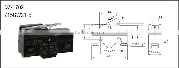 kontron 15A silver contact Z-15GW21-B micro switch