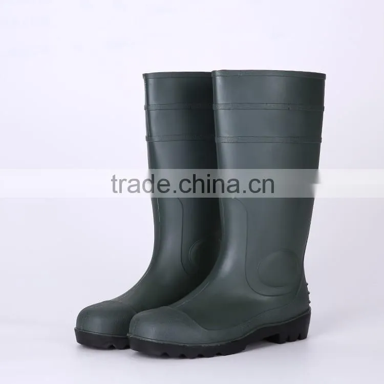 Cheap simple style safety PVC rain shoes with steel toe, industrial safety boots