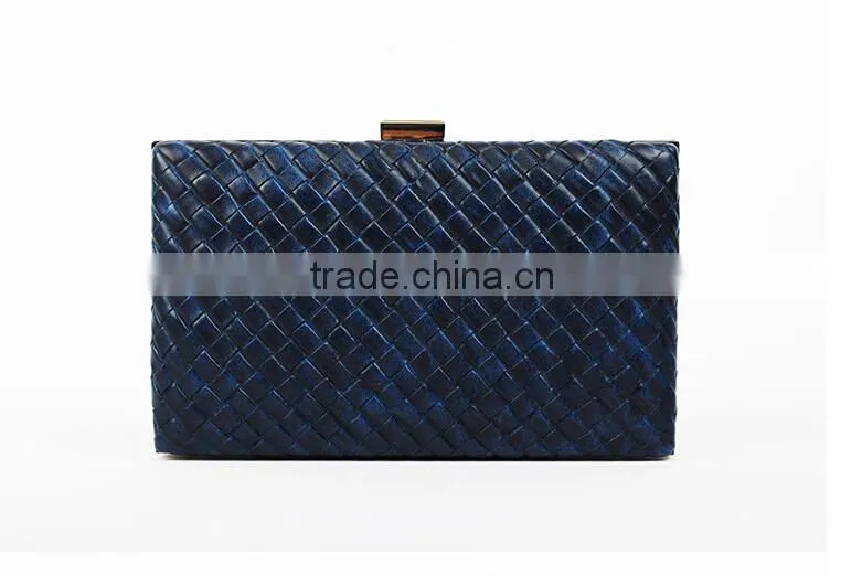 Fashion evening bag and purse PU leather hard case clutch organza bag and lady handbag