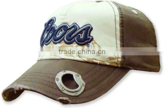 cotton twill fahsion embroidery new design bottle opener baseball cap