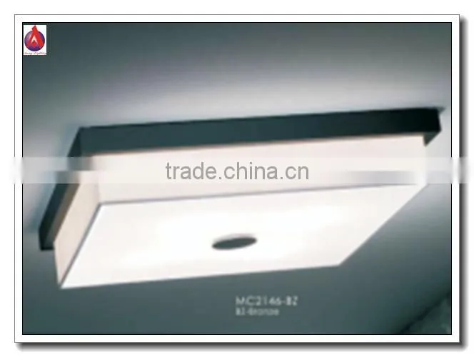 wholesale square modern ceiling lamps with white fabric shade and glass disffuser and bronze base