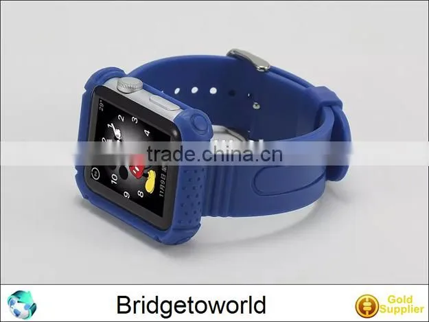 Colorful Protective Case with Silicone Watch Band Wrist Strap For Apple Watch