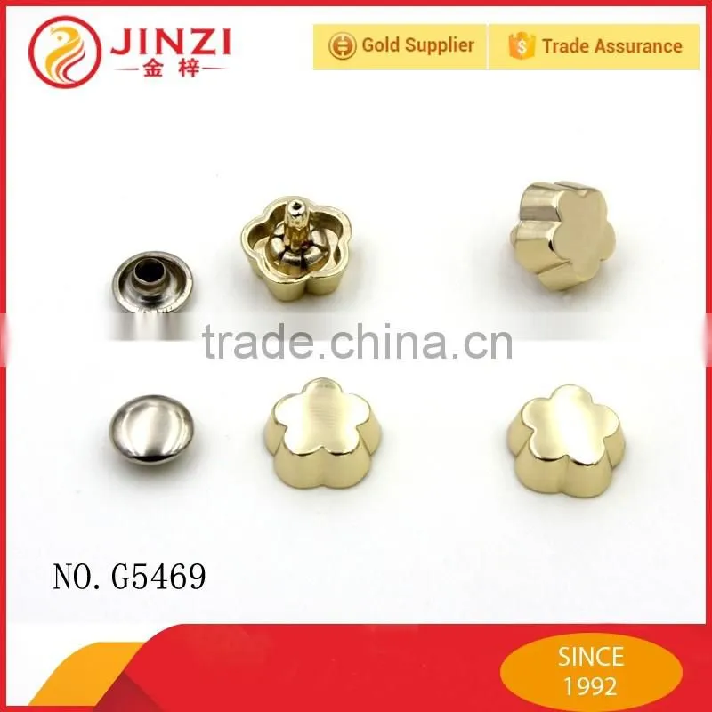 High quality clothing accessories flower shaped custom metal button fastener