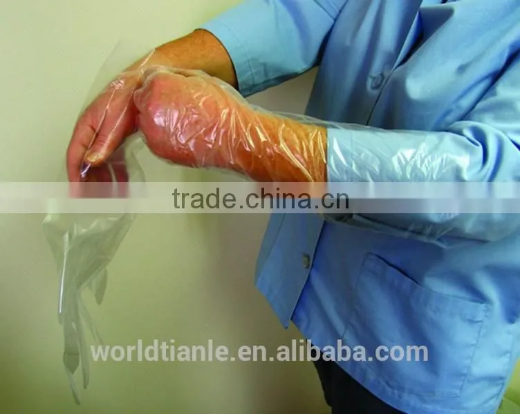 Shoulder-length PE disposable gloves with high quality and low price