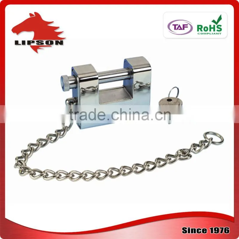 LS-303 Kaba Key and Steel Chain WITH Plated steel Amour Rectangular Padlock