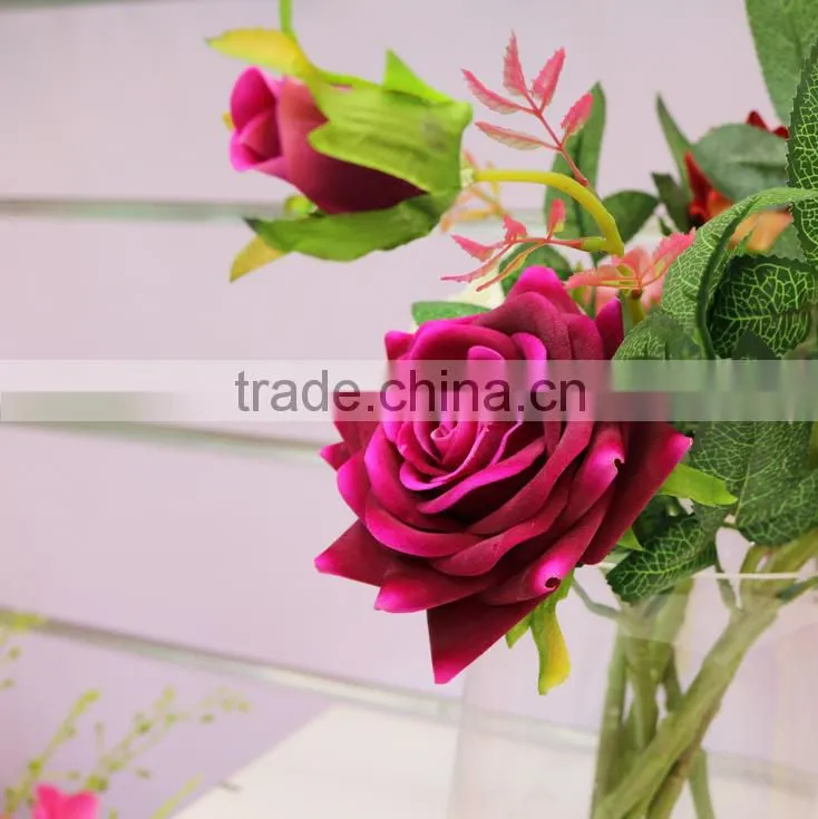 Two heads real touch roses flower artificial flowers roses silk flowers wedding