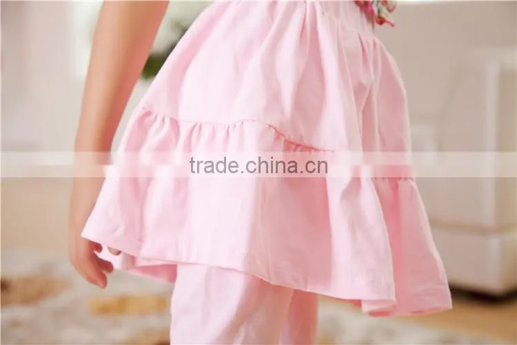 2016 wholesale children clothes light pink baby leggings with skirt kids leggings with flower