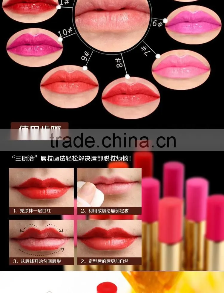 Wholesale Best Selling Fahsion Design Golden Tube Cosmetics Naked Natural Long Lasting Rose Red lipstick