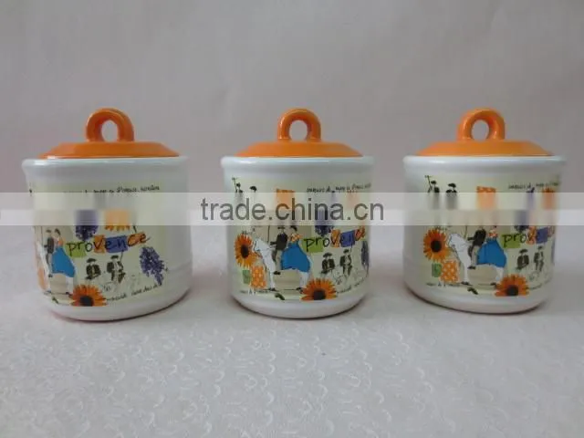 4 pcs ceramic table condiment serving set with tray