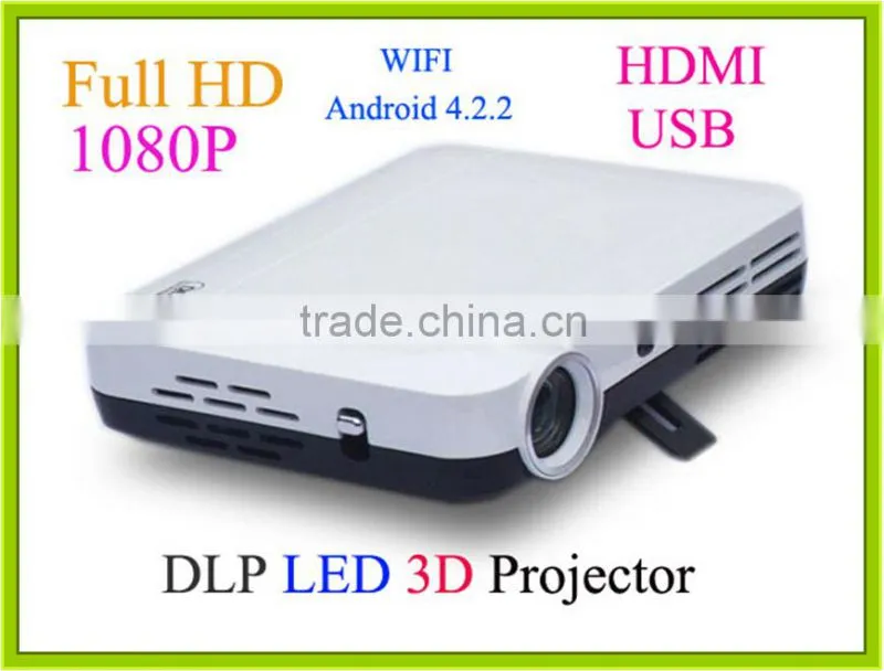 Wifi 3D Android 4.2 1280*800 support 1080P 1200 Lumens DLP Mini Projector TV