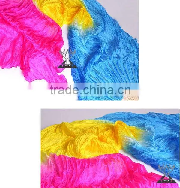 2012 wholesale green blue rose mixing color Belly Dance Silk Fans veil DJ1022