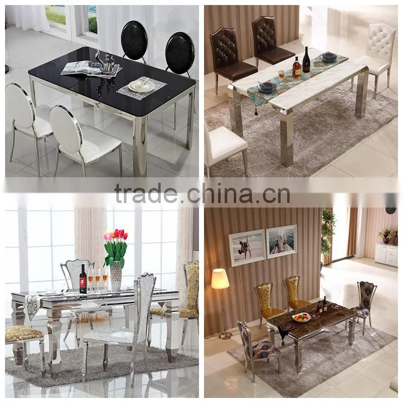 Modern metal dining room rectangular tables strong 201 stainless steel base