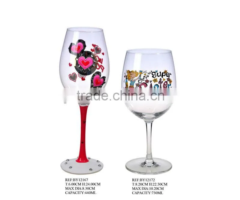 Hand painted wine glass