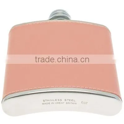 Stainless steel hip flask set with leather