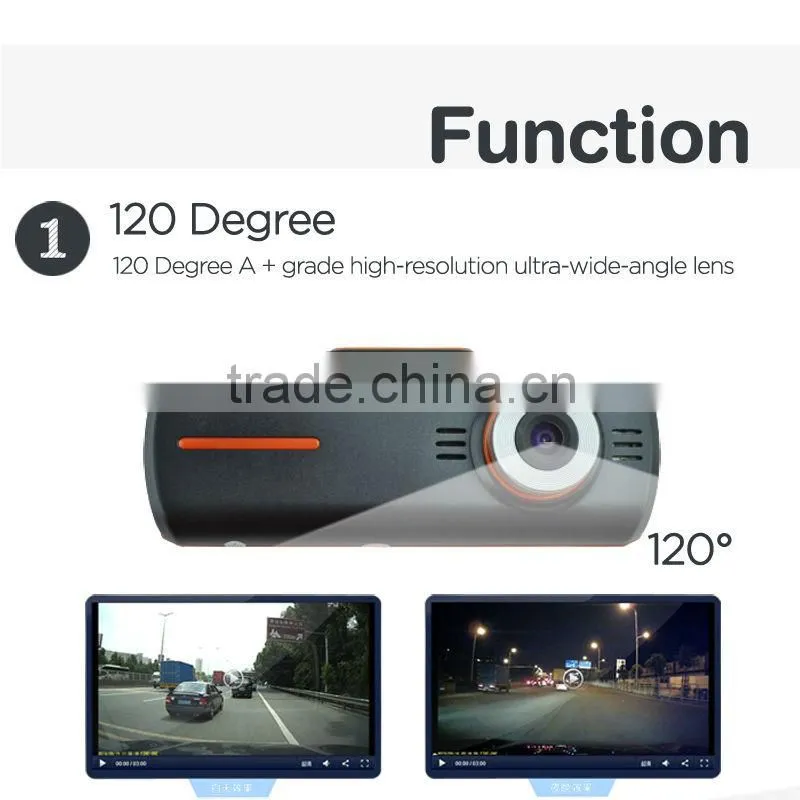 HD 2.7"screen dual camera 720p vehicle dvr car blackbox