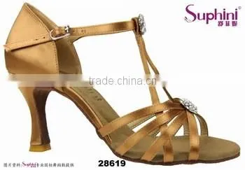Good quality deep tan professional and fashionable ladies latin dance shoes