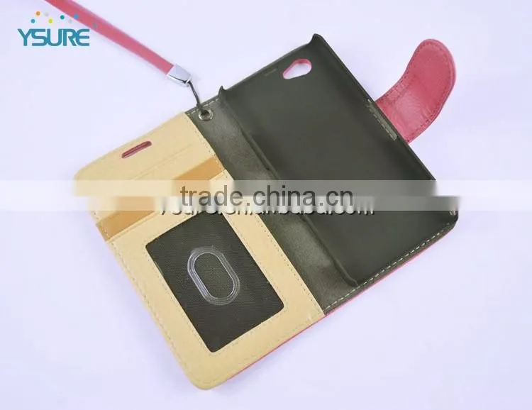 Pink Leather Flip Case for Sony L39h Mini with Wristlet