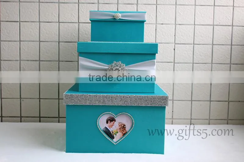 Handmade blue wedding card holder made in China wedding card box supplier
