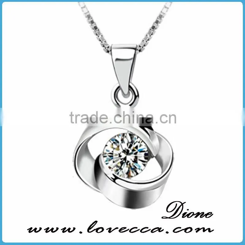 wholesale 2016 Hot round pendant with purple zircon stone sterling 925 silver necklace