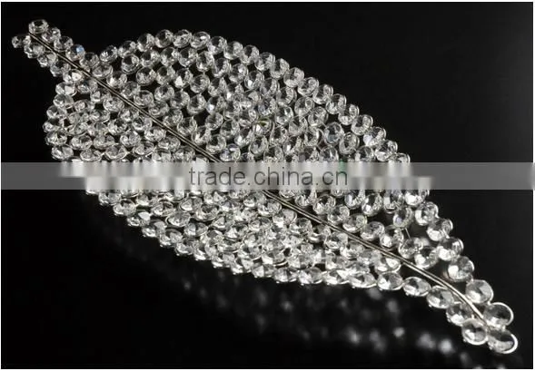wedding table decoration crystal plates beads leaf type for wedding party supplies