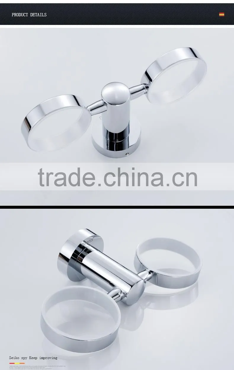 bathroom accessory with copper double cup tumbler holder for hotel family use.