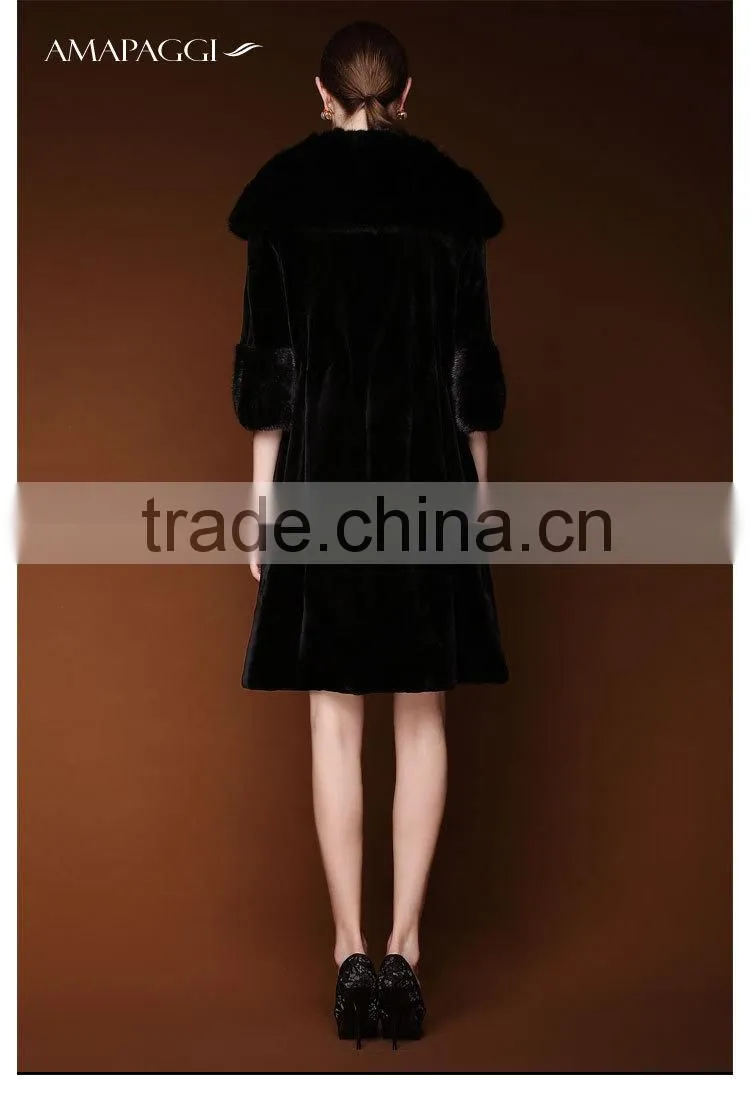 Discout winter long 100% real mink women fur coat for sale