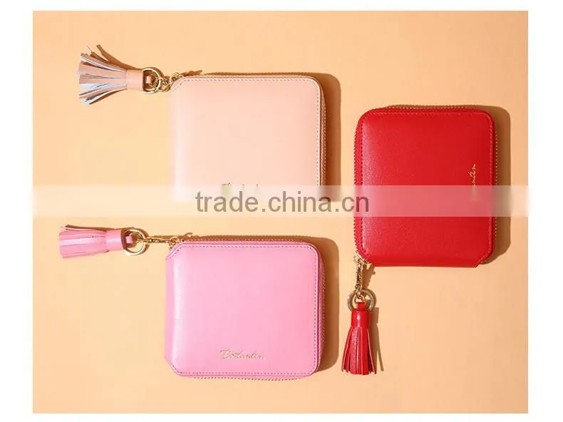 leather macrame women wallet and purse zipper open with coin slot