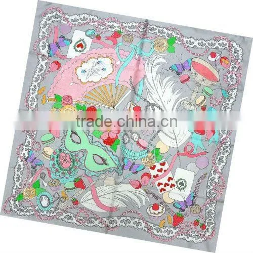 Laday's Fashion Print Customer Brand Silk Scarf