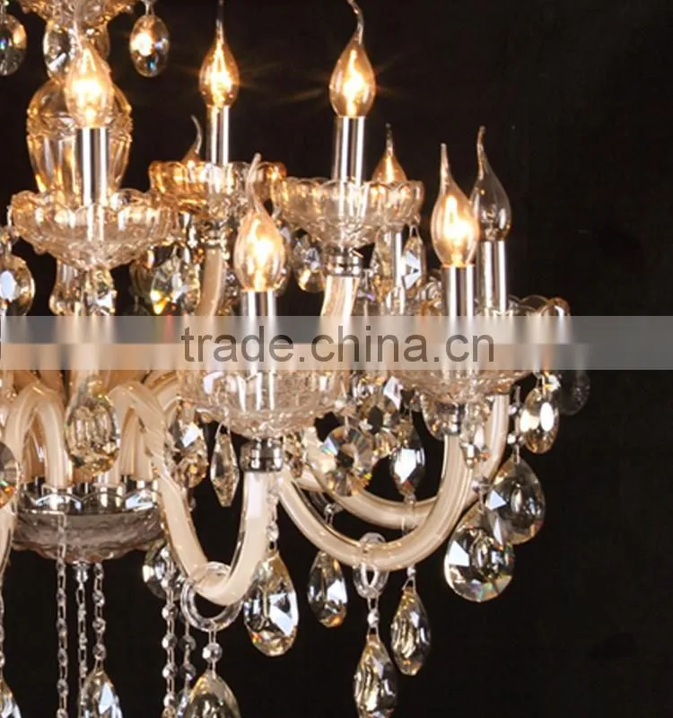 Golden round crystal candle chandelier