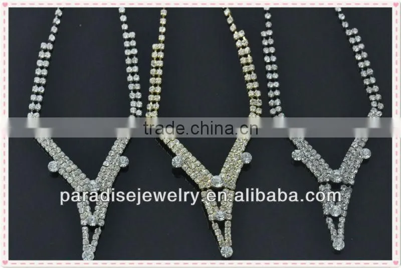 Rhinestone silver nice costume jewelry set/Fashion Necklace and earrings set for girls(Lead, Nickel & Cadmium Free)-NEW052109