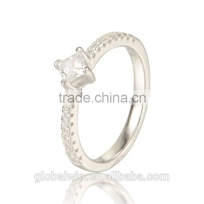 S925 Silver Fashion Jewelry Pave Clear Cz Lucky Stone Finger Rings