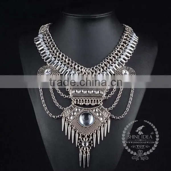 high quality vintage rhinestone chunky statement necklace tin alloy fashion women pendant necklace 6390148