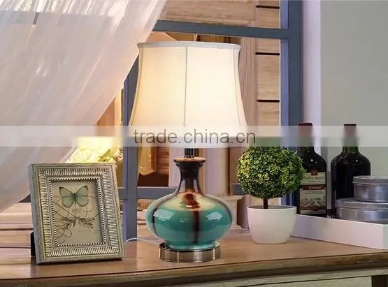 Metal Base In Satin Nickel Ceramic Body With Fabric Lampshade Modern Desk Lamp Bedroom Living Room Dining Room Table Lamp