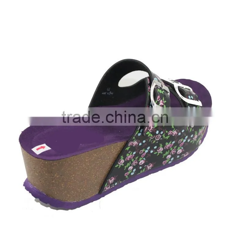 Sexy women wedge heel slippers cheap slippers with buckle
