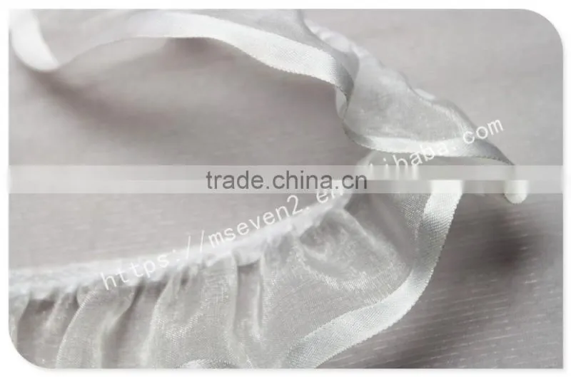 High quality 4cm width folded organza fabric trim in silver