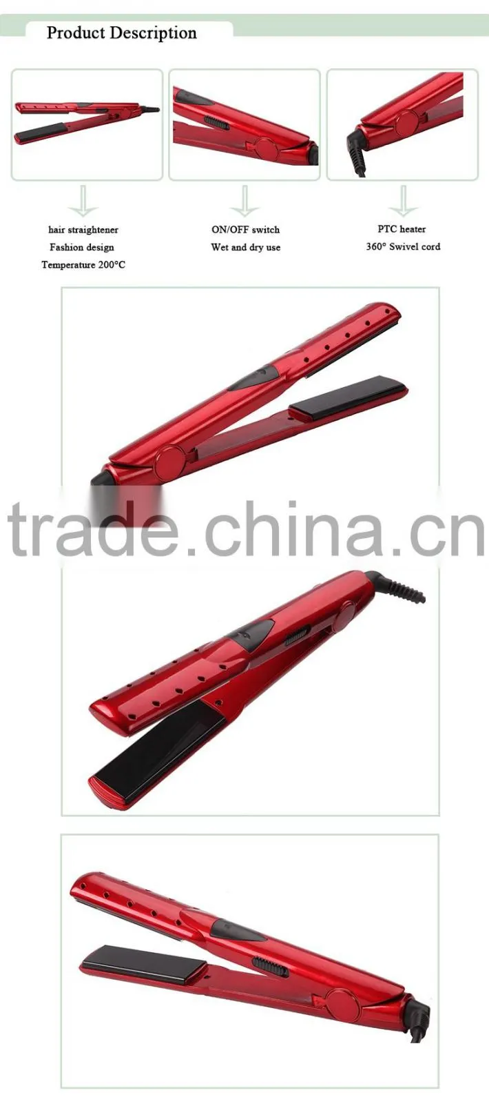Mini hair straightener heat up to 450F OEM Customized style with LED indicator light