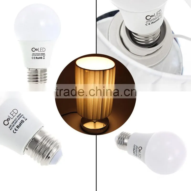CroLED E27 10W AC100-240V 800LM White LED Bulb,6000-6500K