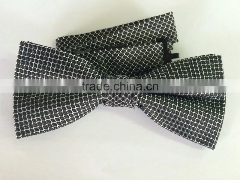 men's 100% silk orange/white/navy bow tie with square and dot design