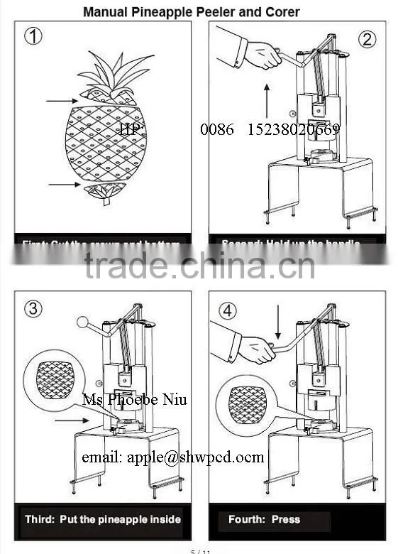 Factory supply 304 stainless steel pineapple peeling coring machine for sale