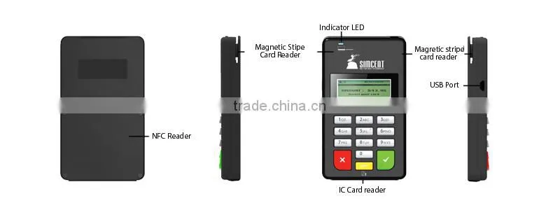 EMV PCI Mobile bluetooth card swipe machine with keyboard