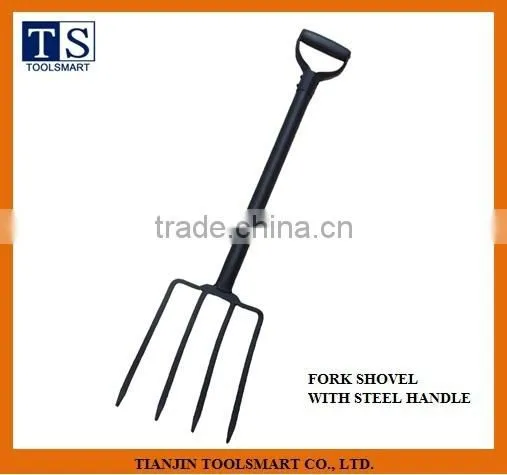 GARDEN TOOL FORK SHOVEL WITH WOODEN HANDLE
