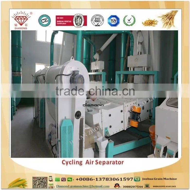 Wide usage flour mill removing light impurities cycling air separator