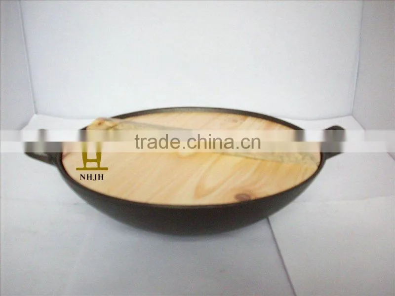 Kitchen Tools Black Color Double Handle Stove Cast Iron Wok